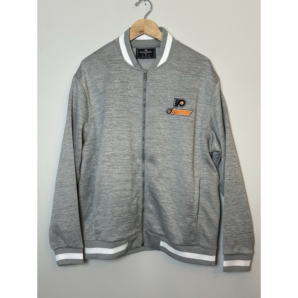 Philadelphia Flyers Alumni Zip Light Bomber Jacket Adult Large NHL Hockey Gray